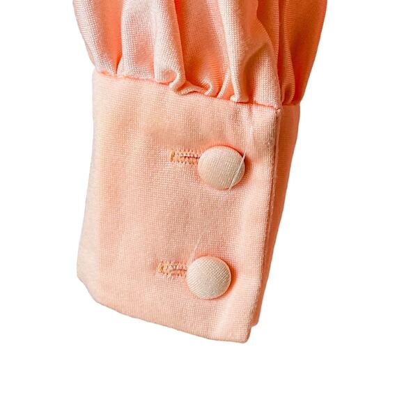 VINTAGE 1970s Peach Polyester Jersey Shirt Dress with Matching Belt Size Large - Picture 5 of 5